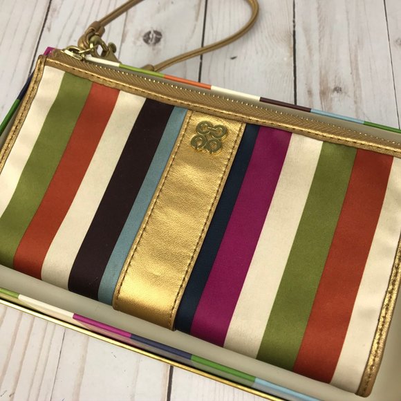 Coach Handbags - Coach Julia Legacy Stripe Zippy Wristlet Wallet
